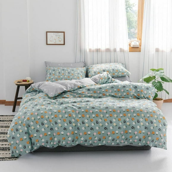 Four-Piece 100% Cotton Bed Linen Set 100% Cotton Bed Linen, Duvet Cover, Bedding with Zipper-Qiu Shuo_1.2m