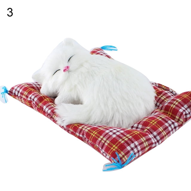 Simulation Cute Cat Kitten Sound Plush Doll Toy with Sleeping Mat Home Decor