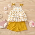 thumbnail image 4 of Vedolay Girls Sleeveless Crew Neck Print Shirt and Solid Color Shorts Outfit,Yellow 6-12 Months, 4 of 5