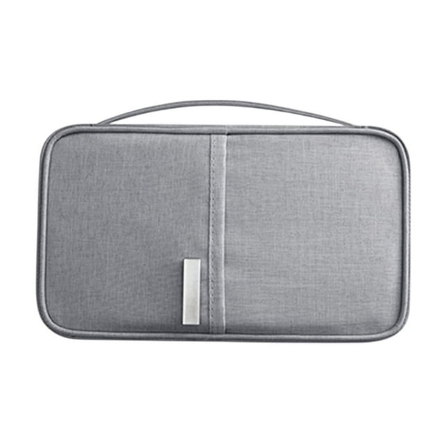 Grey Multi Functional Travel Passport Holder Card Document Organizer Small Size 8.46X4.92X0.79 Inches Cloth Rfid Blocking Id Storage Wallet For Men Women