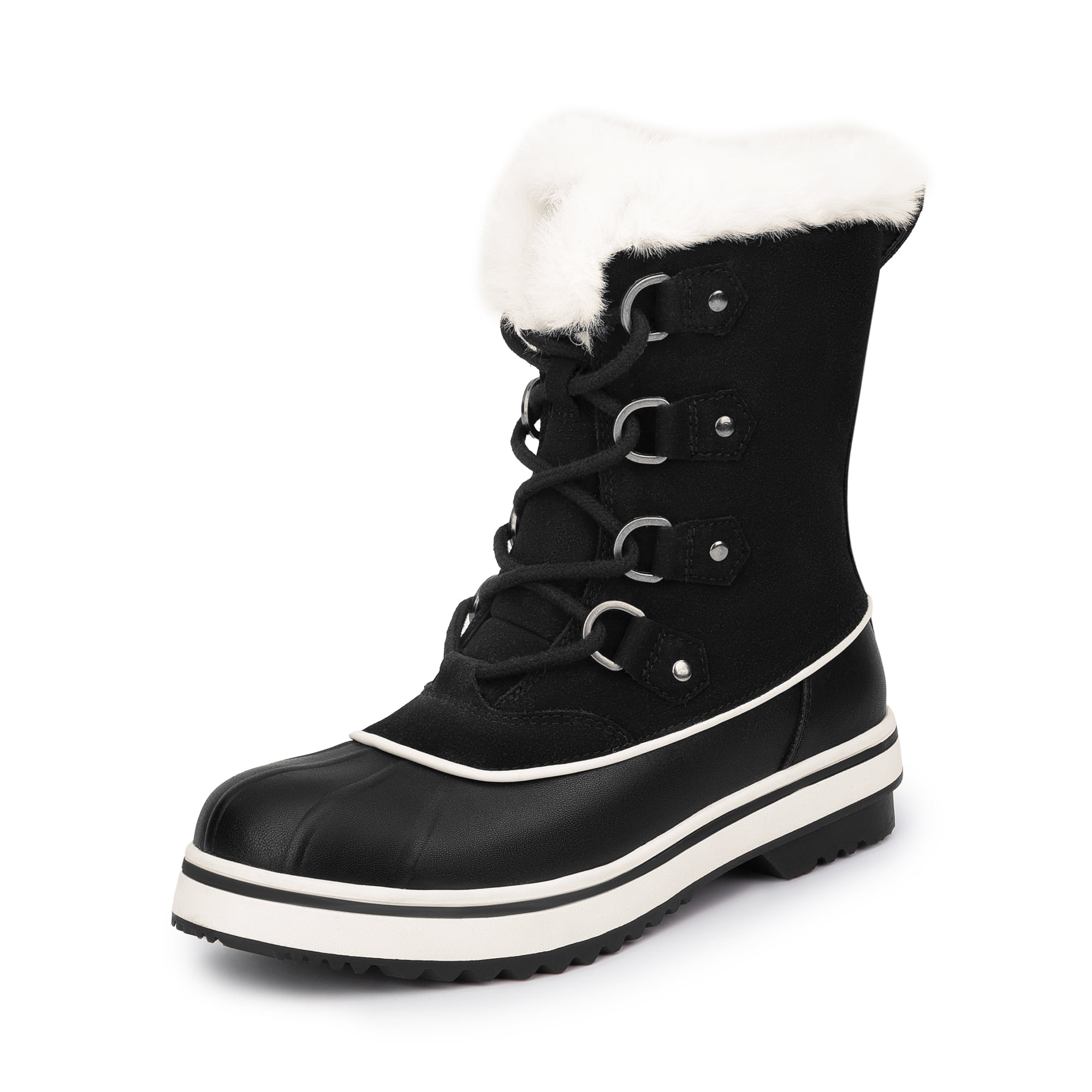 womens black duck boots with fur