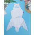 thumbnail image 4 of Sxiwei Girls Sequins Irregular Hem Lyrical Ballet Dance Dress Leotard Figure Ice Skating Dresses White 12, 4 of 7