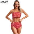 thumbnail image 2 of Traje de actuación de baile en barra para mujer, Top de tubo con estampado de leopardo metálico, Top recortada sin breteles con pantalones cortos, ropa para discoteca y Festival de Música, 2 of 5
