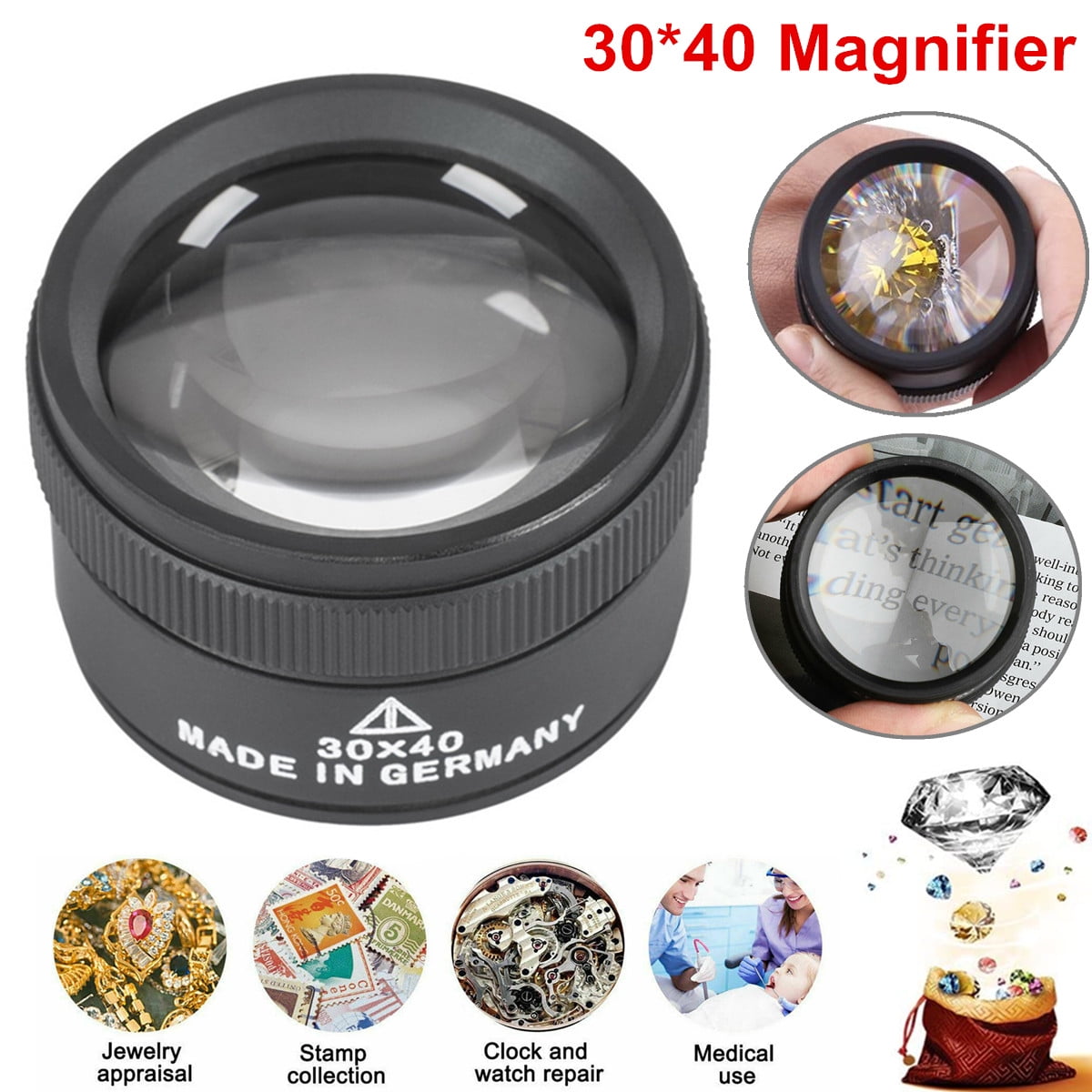 40X magnifying Glass Optical Magnifier Jewelry Watch Electronic Repair