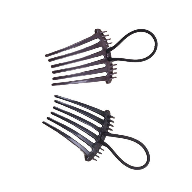 2 Pieces Ponytail Bump it UP Hair Ponytail Bump it Comb Clips Wig Making Hairpins Plastic Volume Insert Barrettes Styling Tool with Elastic Band