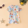 thumbnail image 2 of Rvusndi Baby Girls Swimsuit One Piece Zipper Swimwear Toddler Short Sleeve Floral Printed Bathing Suit Rash Guard Summer Swimming for Beach Pool Wear 12-18 Months, 2 of 3