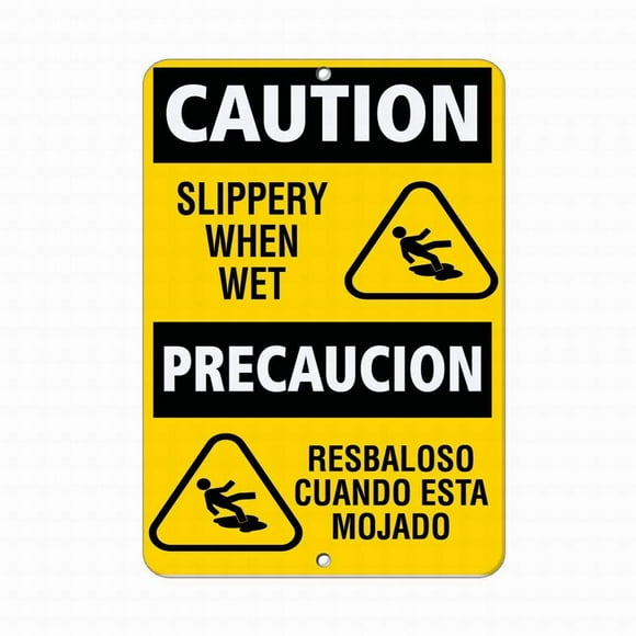 Size: 8" x 12" Caution Slippery When Wet Hazard Sign Notice Sign Tin Sign