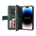 thumbnail image 6 of Allytech Flip Wallet Case for iPhone 15 Pro, Vintage PU Leather Folio Stand Shockproof Zipper Pocket 9 Cards Slots Protective Wallet Case Cover for Apple iPhone 15 Pro 6.1" - Green, 6 of 13