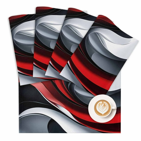Placemat Red Black White Placemats for Dining Table Gradient Washable Table Mats for Party Kitchen Dining Decoration
