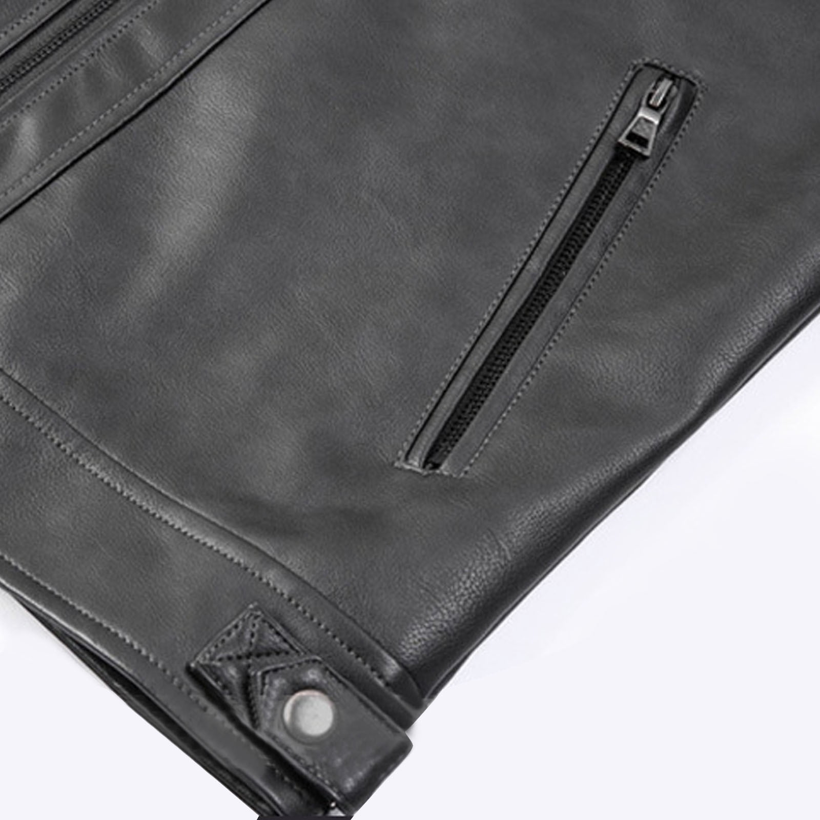 Olyvenn Cafe Racer Distressed Mens Lambskin Leather Jacket - Genuine Men Leather Jacket - Mens Leather Biker Jacket Black 8