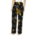 thumbnail image 3 of Picia Hohey Bee Golden Embroidery Womens Soft Woven Cotton Elastic Waistband Sleep Pajama Pant Lounge Sleep Pant With Pockets And Drawstring-XX-Large, 3 of 9