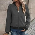 thumbnail image 4 of Full Zip Bomber Jackets with Pockets Womens Textured Trendy Casual Zipper Coat Fall Spring Hoodless Outerwear (XL, Dark Gray), 4 of 7