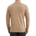 thumbnail image 3 of Men's Long Sleeve Solid Color Pullover Business Knitted Polo Shirt S Khaki, 3 of 6