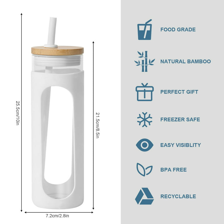  Cafezi 24 oz Glass Water Bottle with Bamboo Lid and Silicone  Sleeve,Reusable Durable Glass Bottle with No-slip Protective  Sleeve,Leakproof,BPA Free : Sports & Outdoors