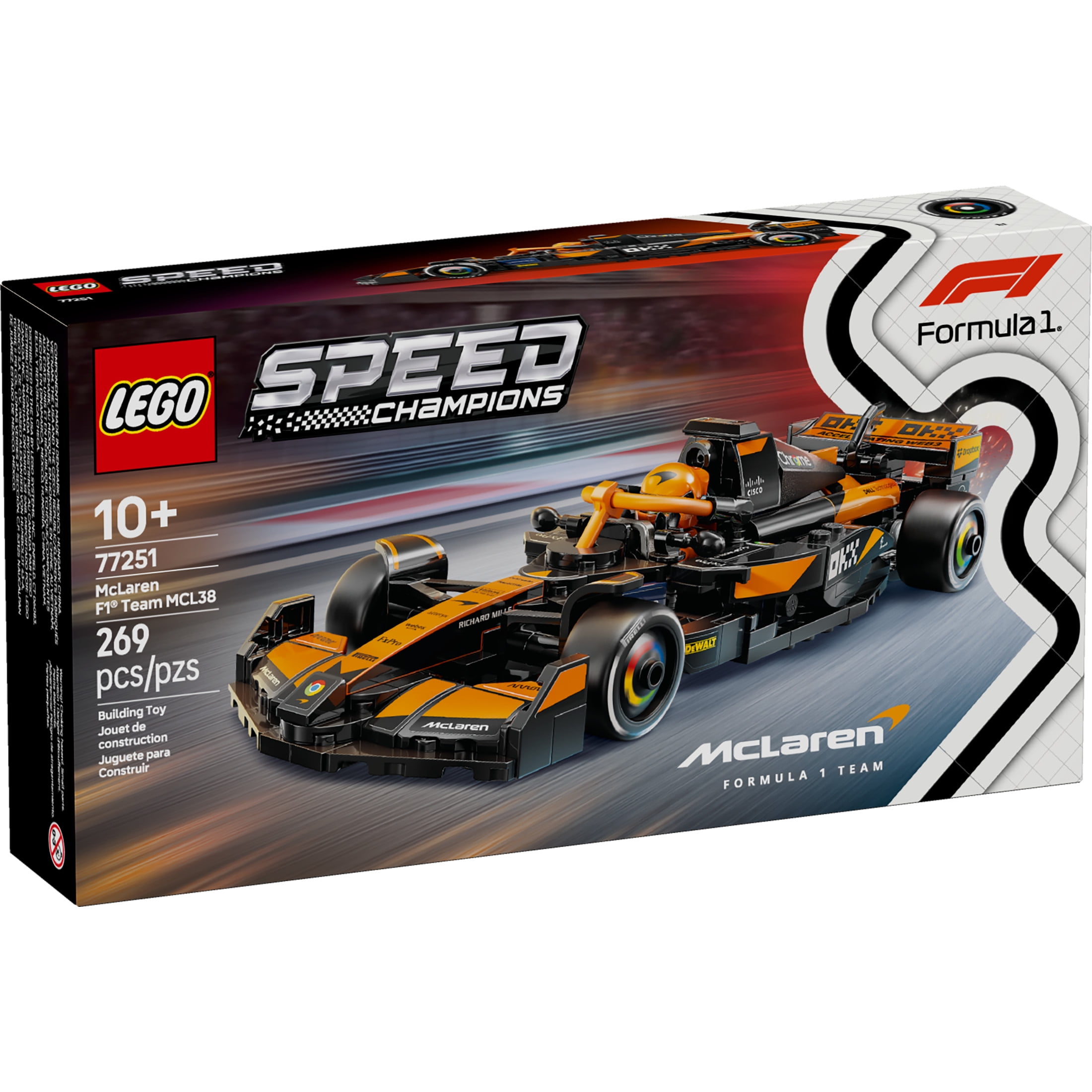 LEGO Speed Champions McLaren F1 Team MCL38 Race Car Toys - Building Set For Kids, Boys & Girls, Ages 10+ - Toy Cars for F1 Fans - Gift Ideas for Birthdays - 77251