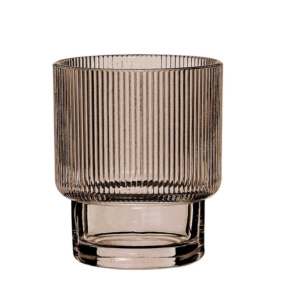 Better Homes & Gardens Stackable Brown Ribbed Glass Tumbler Short, 11.5oz