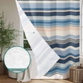 thumbnail image 4 of Xipuska Blue Grey Beige Striped Shower Curtain - Water Repellent Fabric Shower Curtains Washable, Farmhouse Vintage Stripe Decorative Polyester Cloth Bathroom Curtains Modern Bath Decor 36"x72", 4 of 6