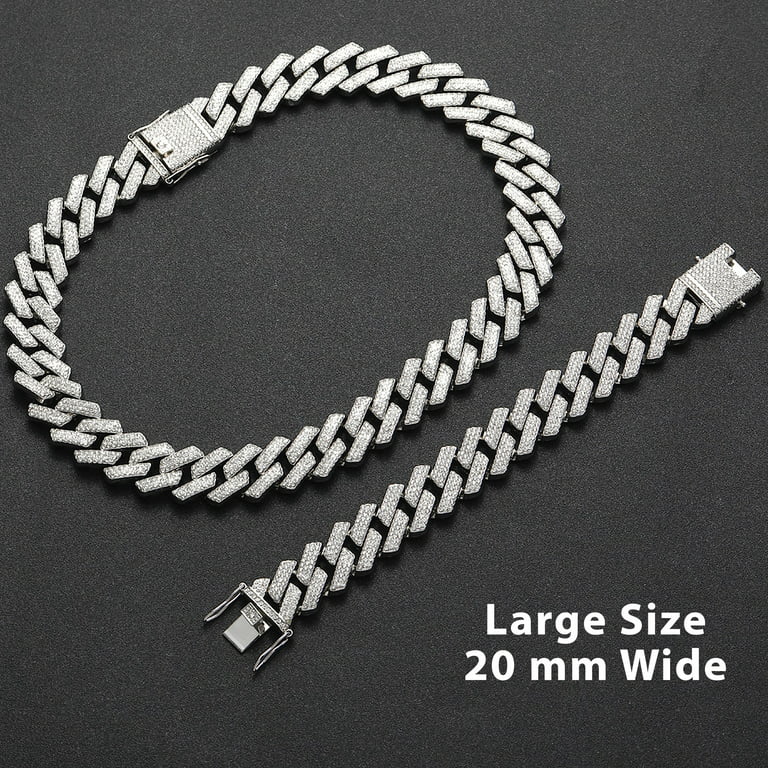 Real Solid 925 Sterling Silver Hip Hop Bracelet Italy Flat Cuban Link 8 x  5MM