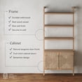 thumbnail image 3 of Nathan James Beacon 3-Shelf Bookcase with Seagrass Cabinet, Solid Wood Bookshelf with Storage with Solid Wood Frame, Seagrass/Raw Oak, 3 of 5