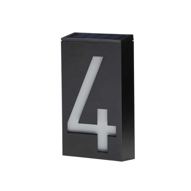 Billuyoard Señal de placa de puerta Solar Digital, lámpara de Villa desenchufada, iluminación de tienda, adornos Led, placa de placa de noche de paisaje Iluminación y accesorios Número 4 Billuyoard HA072719-05