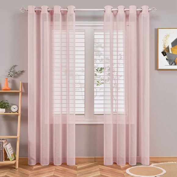 Ke1Clo Pink Sheer Curtains 98 Inches Long, 1 Panel, Home Decoration Grommet Airy Lightweight Elegant Window Treatments with Light Through for Bedroom Living Room