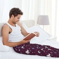 thumbnail image 4 of Uemuo Space Dinosaur Pattern Men's Wide Leg Palazzo Lounge Pants with Pockets Light Weight Loose Comfy Casual Pajama Pants-Small, 4 of 9