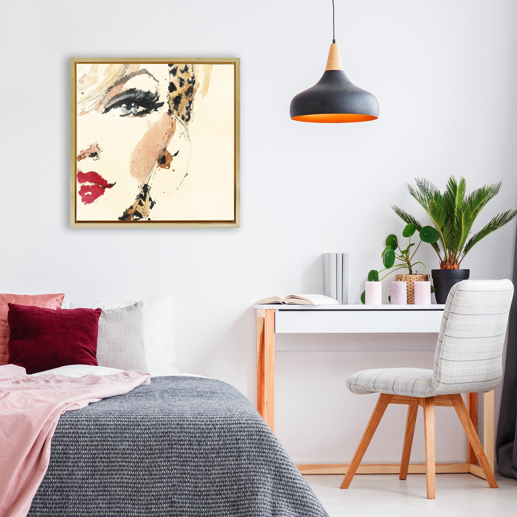 Stupell Industries Crimson Enigma Lipstick Gold Framed Floater Canvas Wall Art, design by Svetlana Aleynikova