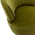 thumbnail image 4 of 360-Degree Swivel Accent Armchair with Wide Upholstered Seat and Metal Base, Round Barrel Chairs in Fluffy Velvet Fabric for Living Room, Bedroom, Olive, 4 of 7