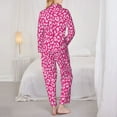 thumbnail image 3 of Pajama Sets for Women 2 Pcs, Leopard pink Button Down Long Sleeve Sleepwear Lounge PJ Sets, 3 of 6