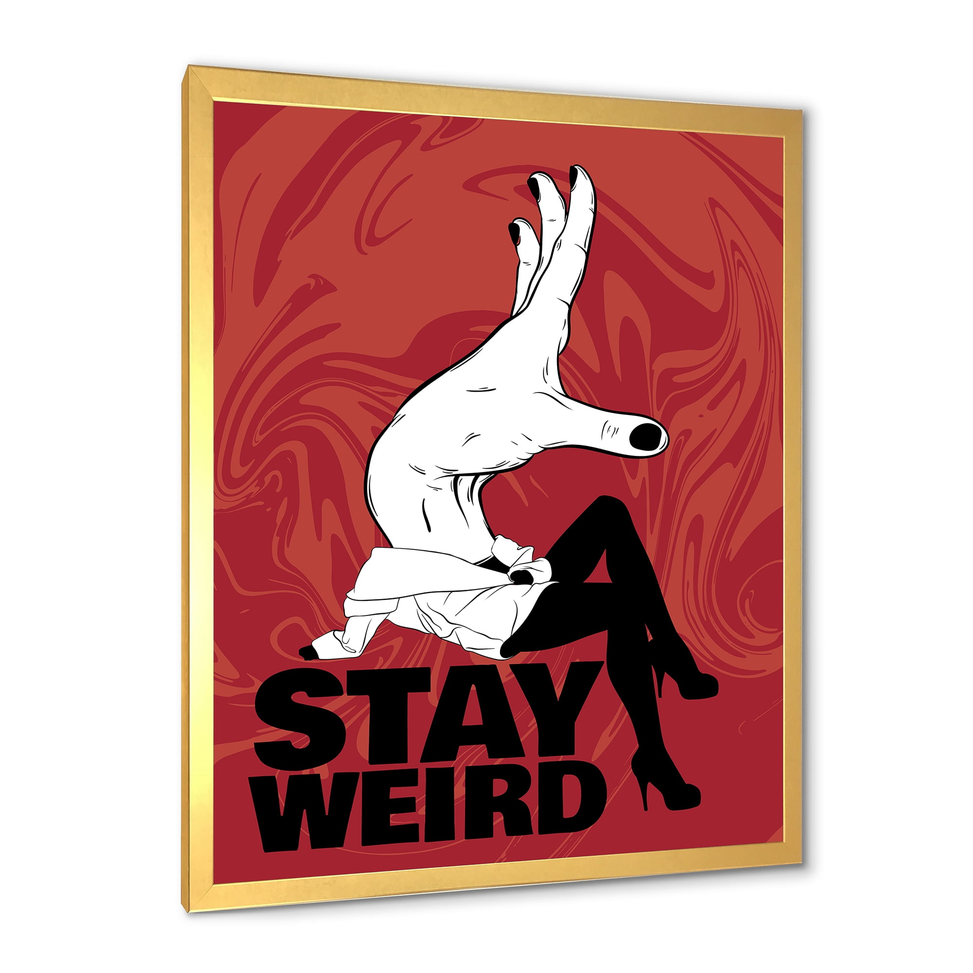 Designart 'Stay Weird Hand Sign' Vintage Framed Art Print