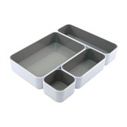 Fusion Stackable 4-Pack Trays, White with Gray Interior