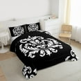 thumbnail image 3 of Homewish Damask Print Bedding Comforter Set,Retro Victorian Flower Twin Comforter Sets,Black White Bedding Set For Men Women,Super Cozy Room Decor Reversible,2 Pieces, 3 of 8