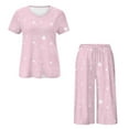 thumbnail image 5 of DISNIMO Star Printed Womens Pajama Sets Soft Sleepwear Short Sleeve Tops and Capri Pant Pjs Lounge, 3XL, 5 of 7