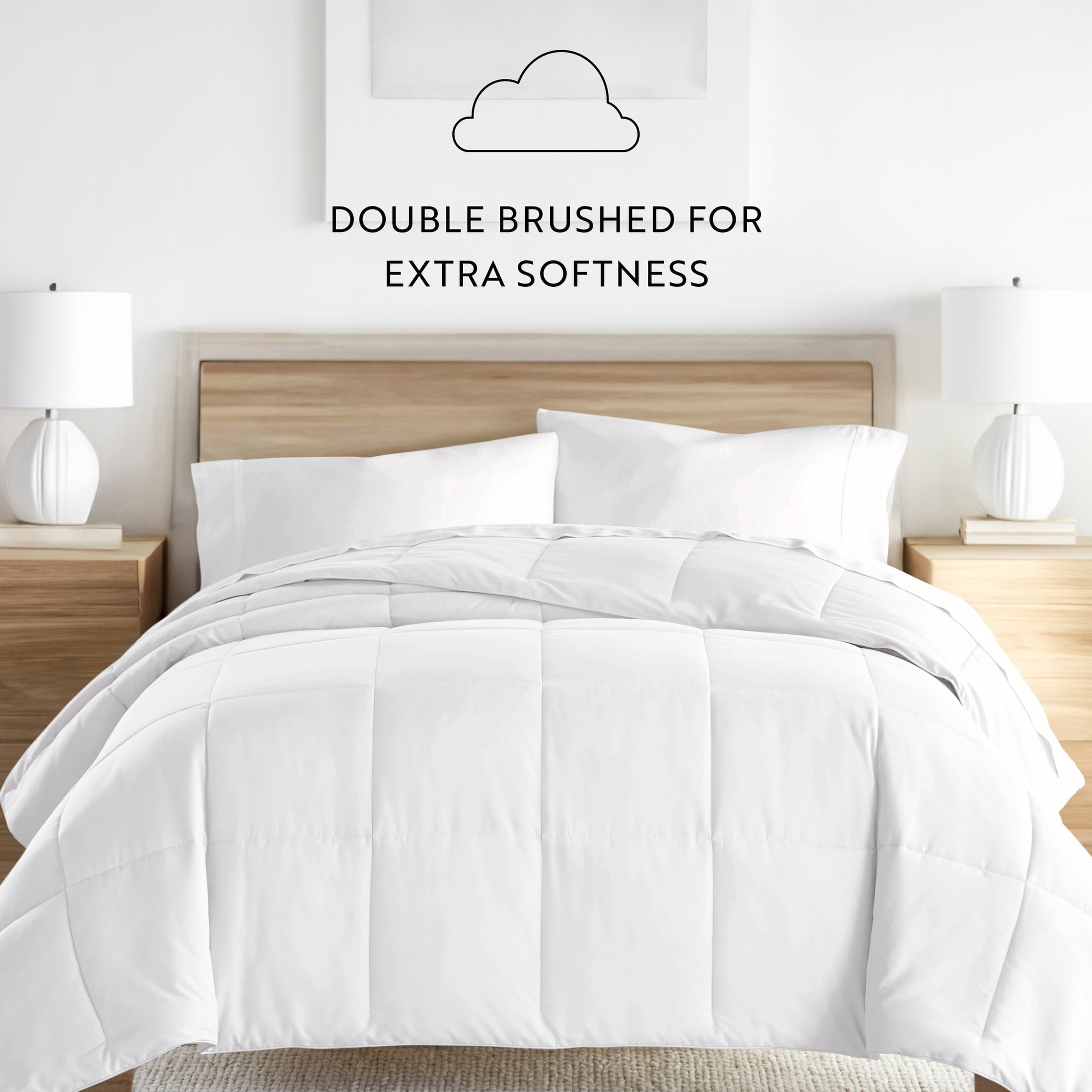 Noble Linens White All Season Lightweight Down-Alternative Solid Comforter, Full/Queen
