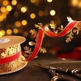 thumbnail image 4 of Ltvvegg 32.81ft Christmas Ribbon, 2.5in Ribbons Leaf Lace Shape Ribbons for Gift Wrapping Autumn Party Christmas Gifts Tree Decorations, Red, 4 of 7