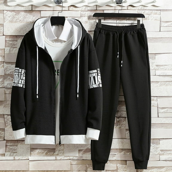 Men's Tracksuits 2 Piece Set Loose Casual Zipper Hoodie Sweatshirt And Bundle Feet Sweatpants Sets Fall Winter Long Sleeve Sport Suit with Pocket