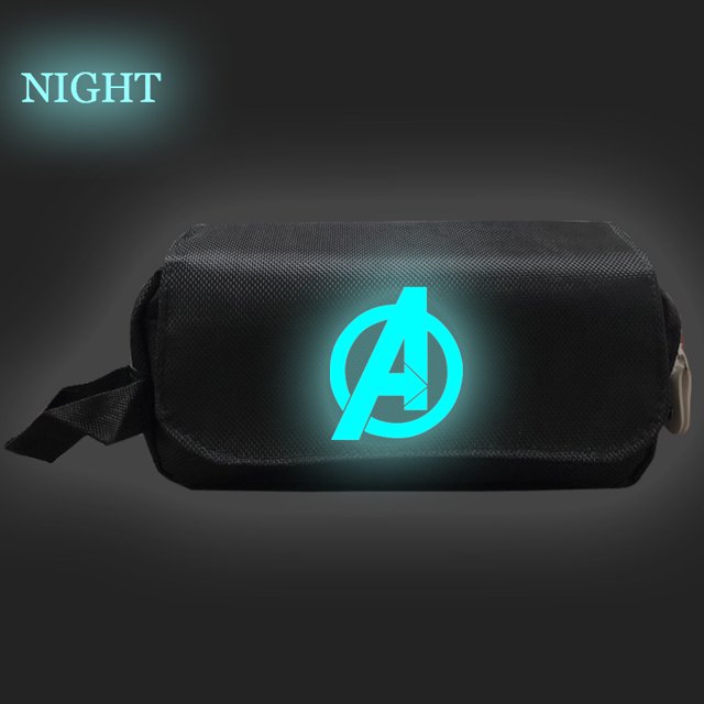 Bolsa de bolígrafo perimetral de Marvel, bolsa de bolígrafo brillante de los vengadores, Spider Man, Iron Man, Oxford, doble capa, caja de papelería para estudiantes