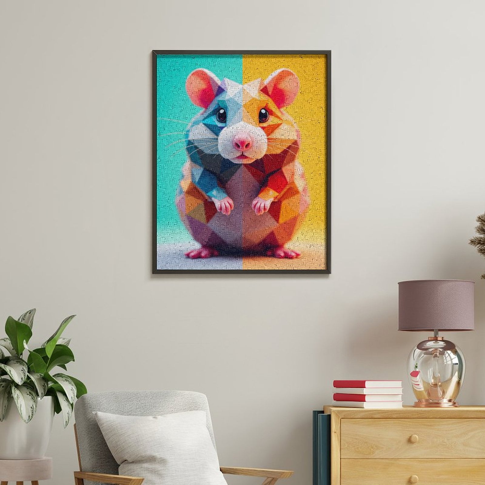 Paint By Numbers Kit for Adults Beginner - DIY Geometric Mouse Art Colorful Abstract Canvas Painting Kits for Adults, Frameless Paint By Number for Adults for Home Wall Decor 16x20 Inch