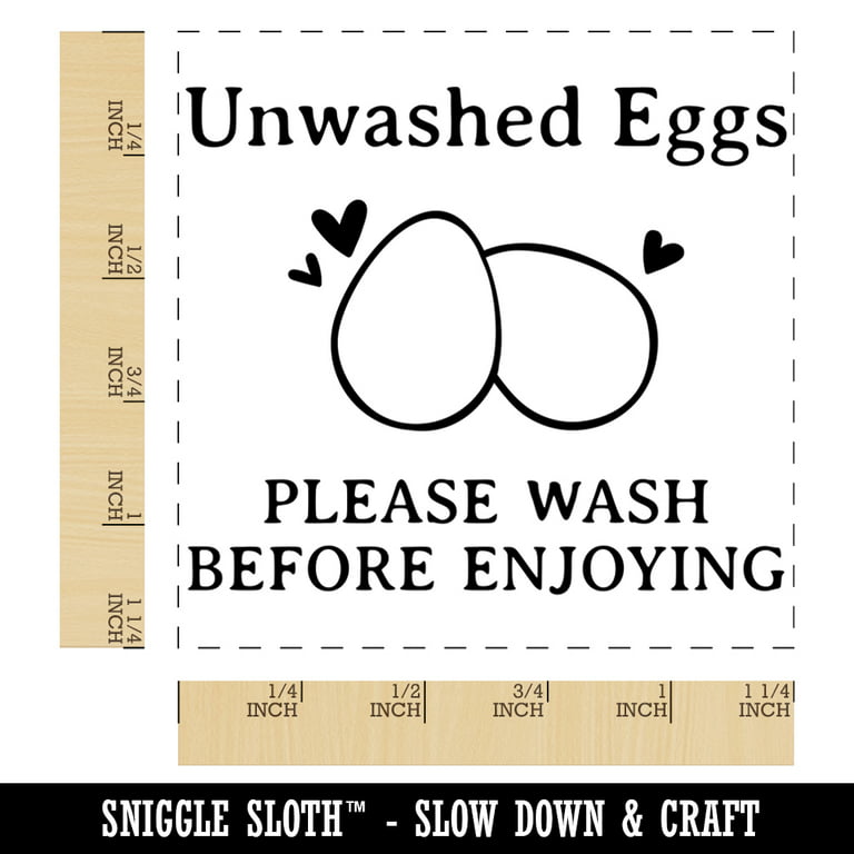 Unwashed Eggs Please Wash Before Enjoying Egg Carton Label Chicken Duck Goose Quail Square Rubber Stamp Stamping Scrapbooking Crafting - Small 1.25in