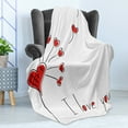 thumbnail image 4 of Love Soft Flannel Fleece Blanket, Dandelion with Heart Shapes Valentine Inspired Romantic Affection Abstract Nature, Cozy Plush for Indoor and Outdoor Use, 70" x 90", Red Black White, by Ambesonne, 4 of 5