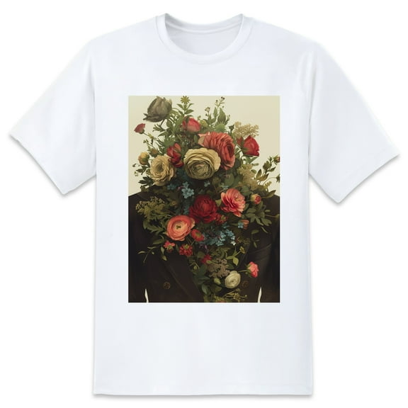 Basic Oversize Tees For WomenFlower Loose Boyfriend Shirts Casual Blouse round neck