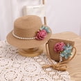 thumbnail image 4 of Sombrero de 56-58cm de circunferencia, sombrero protector solar para mujer, sombrero para sol y playa, Sombrero de Paja de verano, conjunto de sombrero para el sol y bolsa de paja, 4 of 5