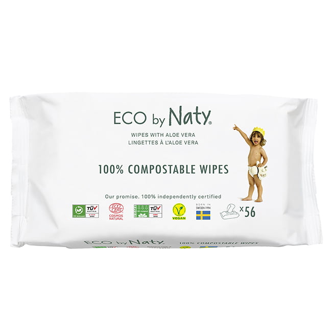 672 Wipes Eco by Naty Thick Baby Wipes with Aloe Vera for Sensitive Skin Biodegradable and Compostable 12 Packs of 56 Hypoallergenic 