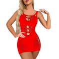 thumbnail image 1 of TSADFHJI Lingerie pour Femmes Ensemble 2 Pcs Mode Femme Manches Courtes Robe Translucide Ajourée Robe Aguichant Boîte de Nuit Robe Moulante Décontractée Mini Robe Taille Unique Rouge, 1 of 7