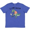 thumbnail image 3 of Inktastic I Love Soccer-Dinosaur in Orange Youth T-Shirt, 3 of 5