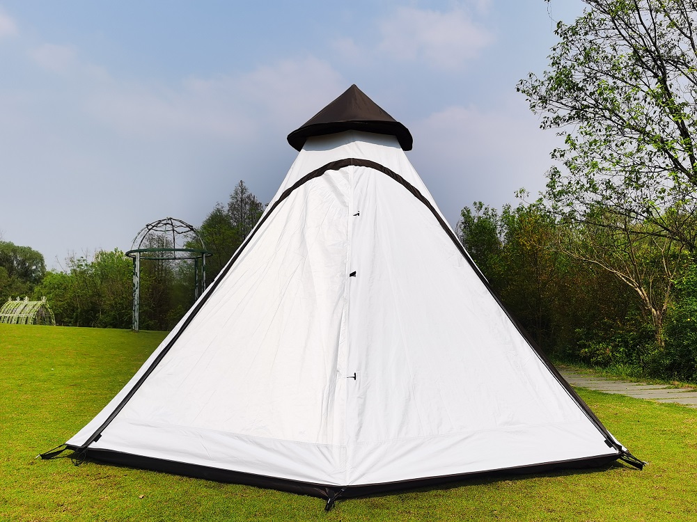 Portable Double Layers Waterproof Breathable Family Camping Indian Teepee Tent for 4 Person