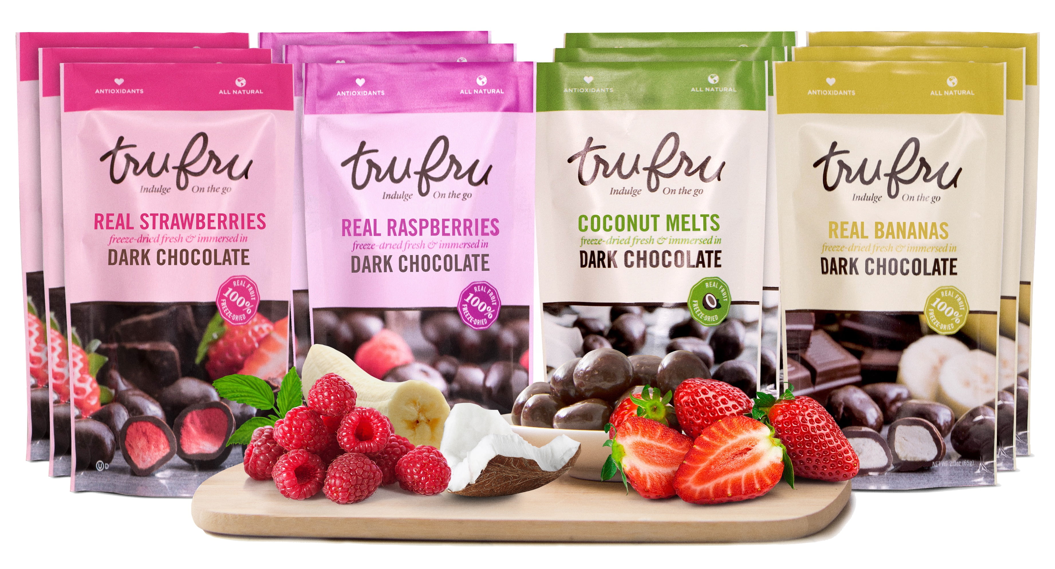 Tru Fru's Sampler Grab & Go Pack Raspberries, Cherries, Strawberries