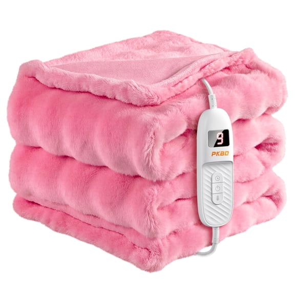Alupssuc Electric Heated Throw Blanket, Faux Rabbit Fur Heated Blanket with 9 Heating Settings and Up to 9H Auto Off Timer, LED Display, 50 x 60 Inch