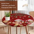 thumbnail image 4 of Gingerbread Christmas Round Tablecloth, Fitted Table Cover with Elastic for 45"-54" Round Tables, Xmas Balls Branches Red Table Cloth Outdoor Indoor Dinning Party Waterproof Tablecloths, 4 of 7