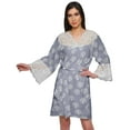 thumbnail image 1 of Moomaya Printed Cotton Venice Lace Bridesmaid Robe Short Robes For Women, 1 of 6